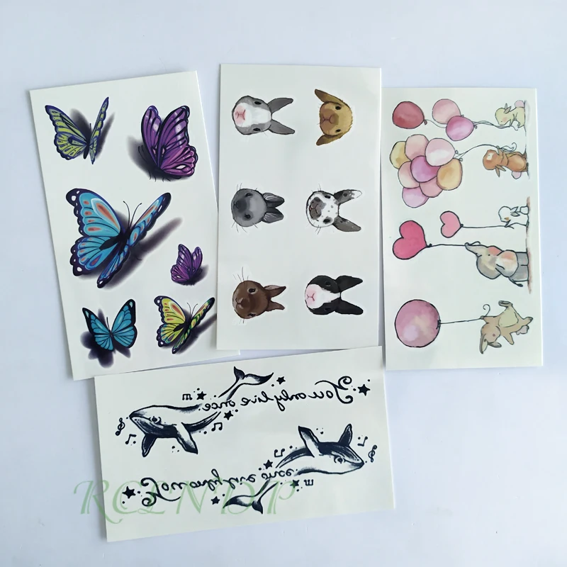 Waterproof Temporary Tattoo Sticker line totem color flower bird letter small tatto flash tatoo fake tattoos for women men kid - Color: Light Green