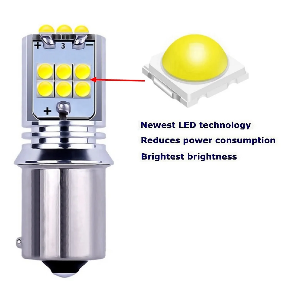 2pcs BAU15S 1056 7506 PY21W 150    1800LM LED   ڵ   ڵ ȣ ο