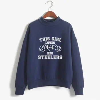 

This Girl Loves Her Steelers Pullovers Men Women Casual Print Turtleneck Hoodie Streetwear Fashion Sweatshirt Fall/Winter Hoodie