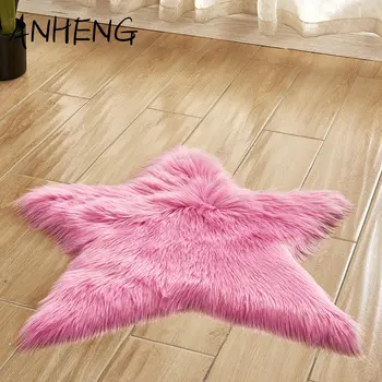 

Pentagram Rug floor mat Long Plush Non Slip Rug Mats Hairy Soft Fluffy Faux Fur Carpet Diameter 60For Living Room Bedroom study