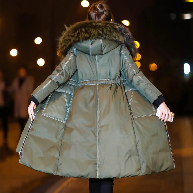 30 градусов Женское зимнее пальто съемный воротник с капюшоном верхняя одежда пальто утиный пух наполнение толстые теплые женские пуховики G794