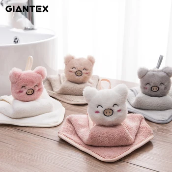 

GIANTEX 3PCS Lovely Super Soft Absorbent Microfiber Hand Towel Hanging Bathroom Kitchen Towel Cleaning Cloth 21x40cm U2301