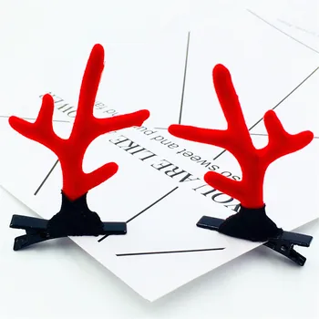 

Pair Cute Antler Reindeer Antlers Hairclip Unisex Christmas Xmas Hair Accessories For Party Elk Horn Barrette Hairpin