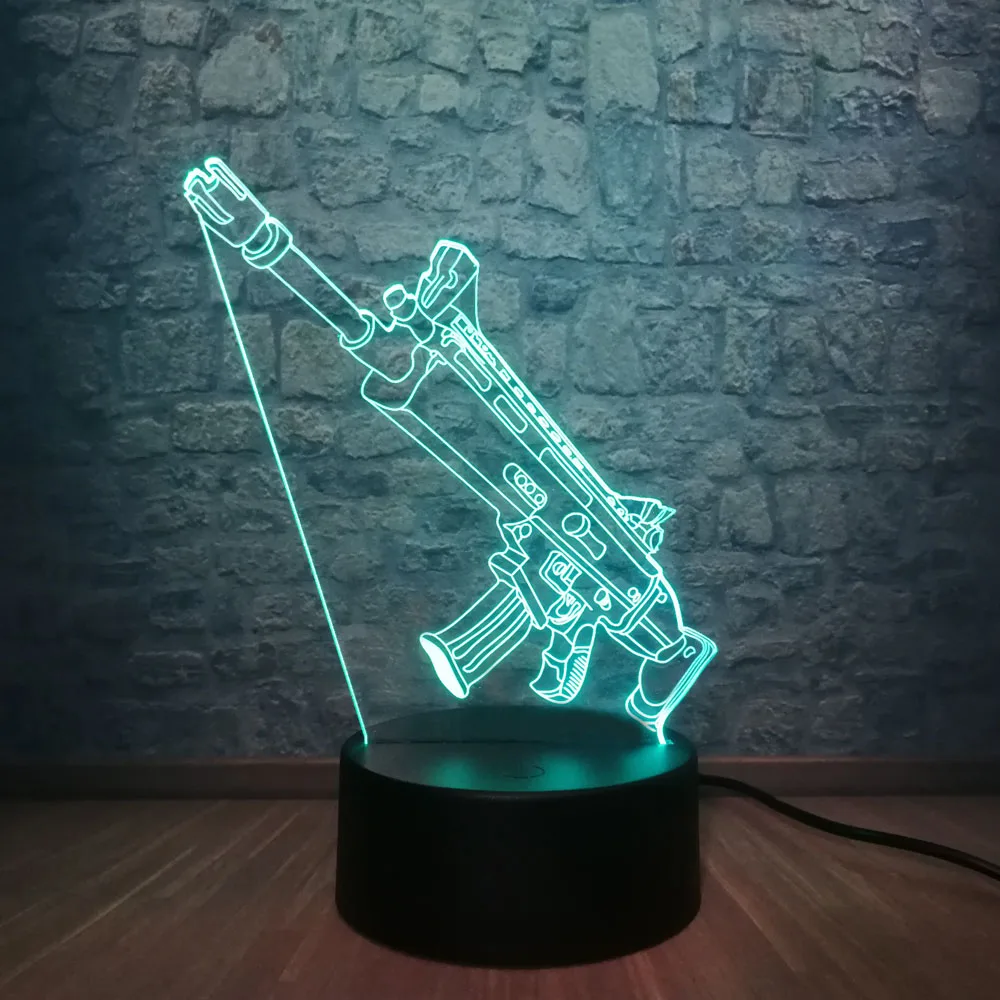 New 3d Lamp Cool Battle Royale Game Pubg Tps Scar L 7 Color Change Desk Table Led Night Light Illusion Boy Kid Christmas Gift Buy At The Price Of 3 60 In Aliexpress Com Imall Com