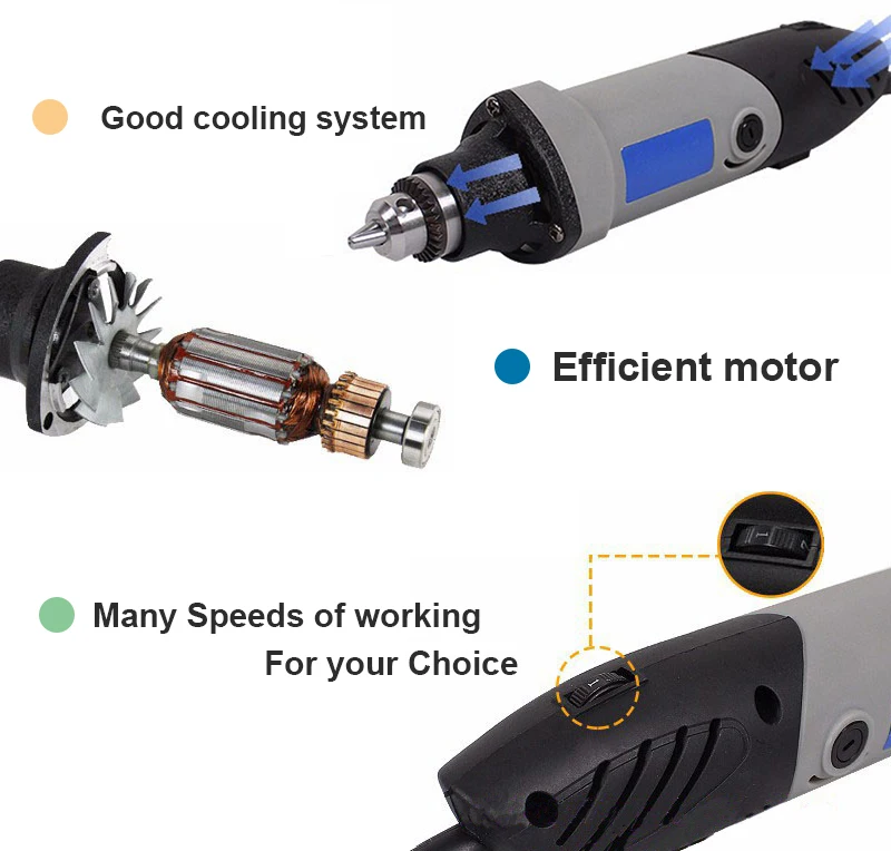 Мини электродрель 190 Вт мини шлифовальный станок с 83 шт. и Univrersal Чак и Shiled вращающихся инструментов для Dremel дрель перфоратор электро инструмент