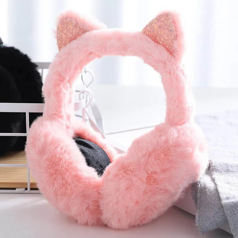 M17 Pink Calymel женские пушистые наушники зимние теплые мягкие плюшевые наушники унисекс новые милые наушники рождественские подарки меховые наушники - Цвет: M17 Pink