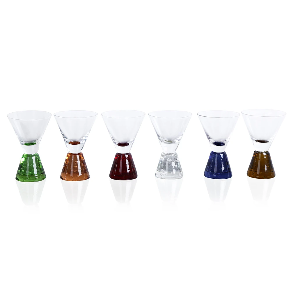 6Pcs a Set Набор из 6 предметов, 50 мл, Европейская мода, чашка для мороженого, цветная Нижняя Хрустальная стеклянная десертная чашка, креативная индивидуальная открытая чашка - Цвет: 6Pcs a Set