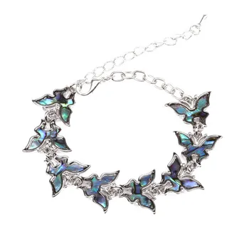 

FYJS Unique Silver Plated Abalone Shell Butterfly Bracelet Dragonfly Attractive Design Jewelry