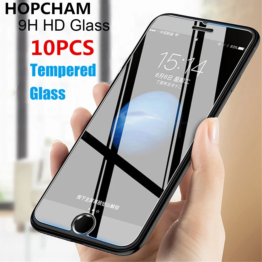 

10Pcs protective glass For iPhone 7 8 6s Plus X X XS Max XR screen protector 5s Protection Tempered glass For 7 8 6 Plus 4 glass