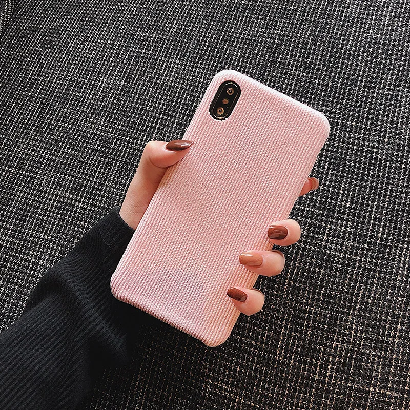 Модный зимний теплый пушистый чехол для телефона s для iphone 11 Pro Max, мягкий чехол для iphone 6 6S 7 8 Plus X XR XS MAX, тканевый плюшевый чехол - Цвет: Pink