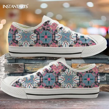 

INSTANTARTS East Ornament Colorful Pattern Women Vulcanized Shoes Breathable Walk Sneaker Female Footwear Low Top Canvas Shoe