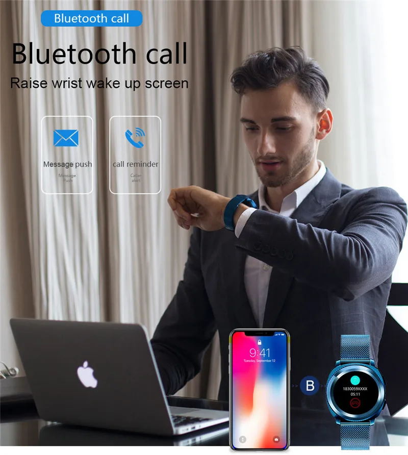 L2 Смарт часы Bluetooth Вызов часы фитнес-трекер сердечный ритм Smartwatch IP68 Водонепроницаемый Bluetooth Android Smartwatch