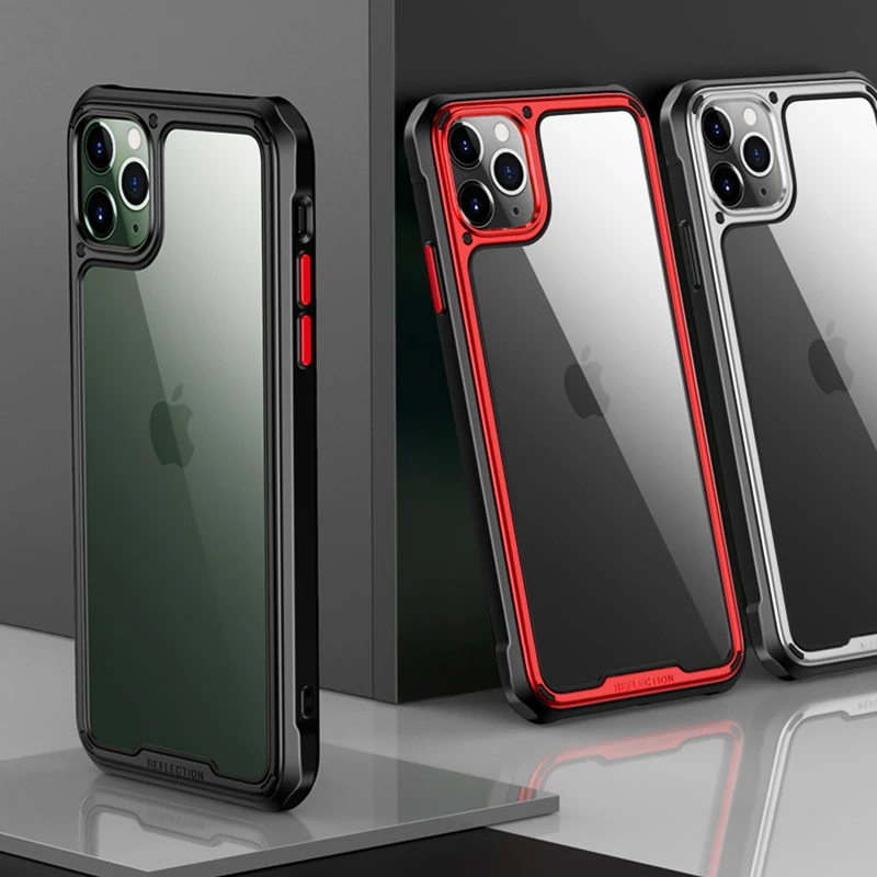 Роскошный противоударный армированный чехол для Apple iPhone 11 Pro Max 11Pro, прозрачный силиконовый+ жесткий чехол из поликарбоната, чехол etui