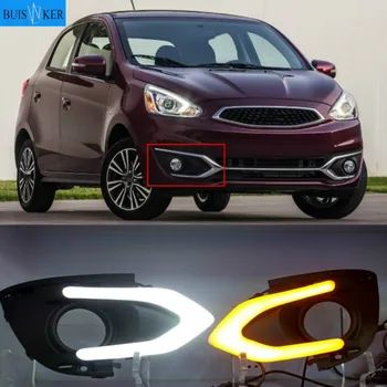 

1 Set 12V ABS For Mitsubishi Mirage 2016 2017 LED DRL Daytime Running Light Daylight With Yellow Turn Signal Lamp
