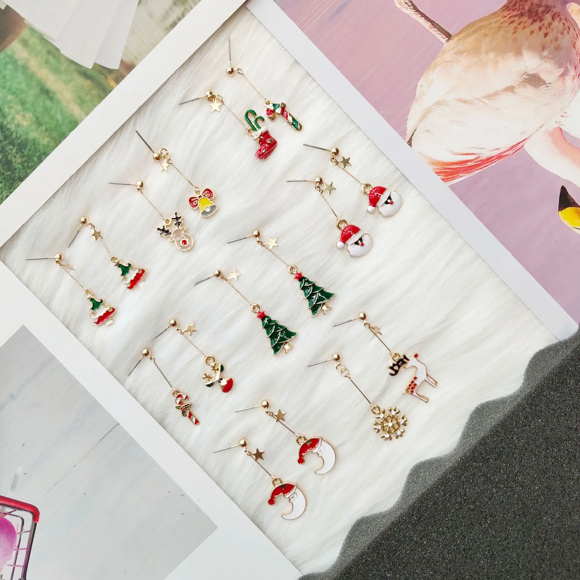 

2019 Korean Christmas Tree Elk Santa Claus Fall Winter Cute Women Long Dangle Drop Earring Fashion Jewelry Accessories-JQD5-W4