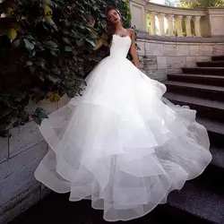 2019 бальное платье, свадебное платье, Милое Свадебное платье со шнуровкой на спине, белое, цвета слоновой кости, vestido de noiva, летнее платье для