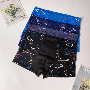 

2XL-6XL Fashion Men Boxers Underwear U Convex Design Breathable Male Sexy Underpants Soft Print Short Boxers Men Under Panties