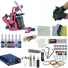 Tattoo Kit 6 Colors Inks Wrap Coils Single Tattoo Gun Machines Grips Needles Power Supply Tattoo Kit For Beginner Accessory Set