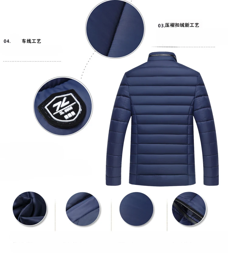 60-Year-Old Horizontal Dad Winter Wear Tops Stand Collar Stripes Thick Cotton-padded Clothes Men Cotton Jacket Winter