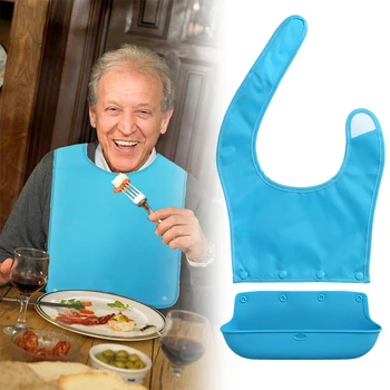 

Adult Bib Mealtime Clothing Protector with a Detachable Crumb Catcher Anti-leakage Bib for Seniors Elderly Disabled UND