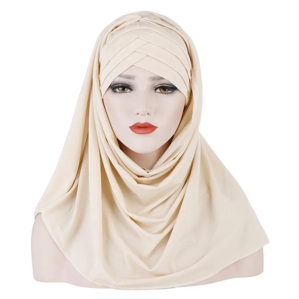 Women India Hat Muslim Ruffle Cancer Chemo Beanie Turban Wrap Cap scarf Shawl Lady Underscarf Easy Ready to wear Headscarf Hat