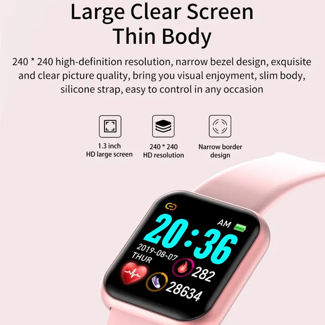 GIAUSA Pink Female 2021 New Heart Rate Monitor Smart Watch Men Sleep Health Tracker Sport Women Smartwatch for android ios 3
