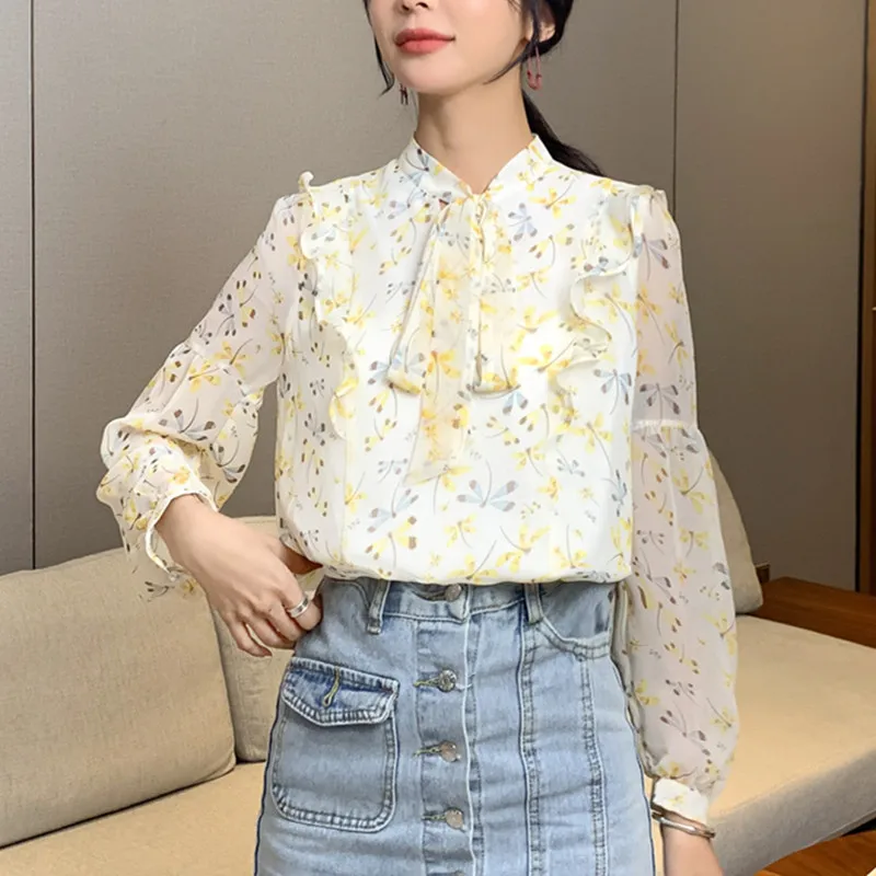 

Korean Chiffon Blouses Women Sweet Print Blouse Shirt Plus Size Woman Floral Blouses Women Tops Blusas Mujer De Moda 2020 Shirts
