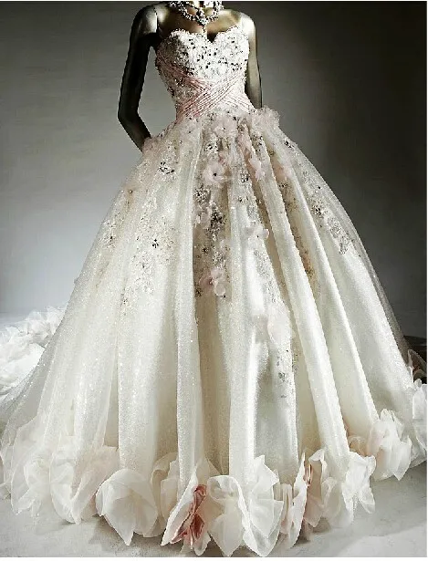 Casamento милое vestido de noiva модное сексуальное кружевное бальное свадебное платье с цветами и кристаллами свадебное платье