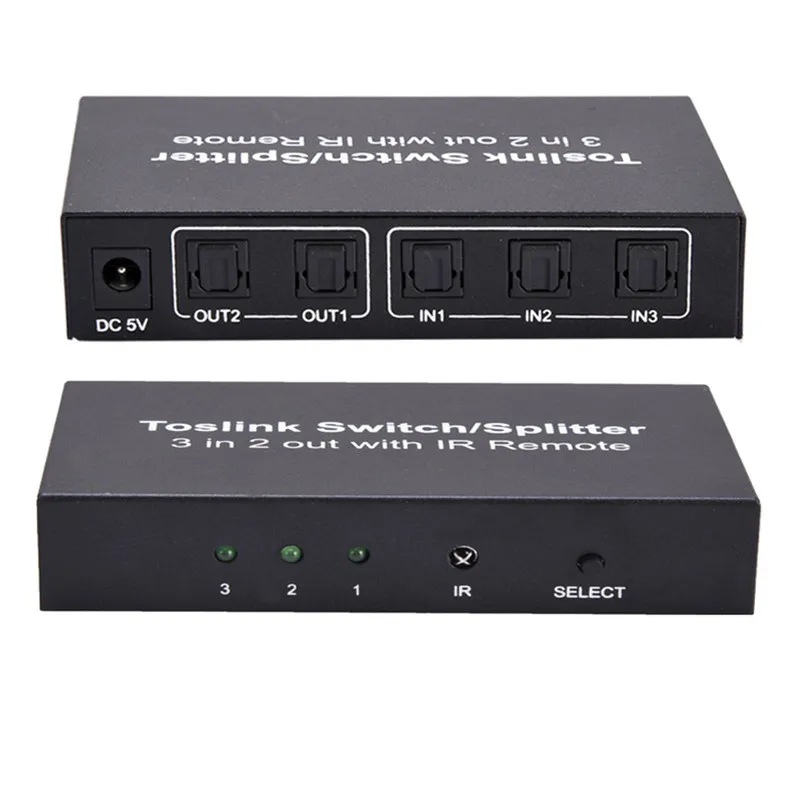 

Hdmi Data Cable Fiber Optic Audio 3x2 Switcher Digital Fiber HDMI Switch Splitter Extender with IR Infrared Remote Control