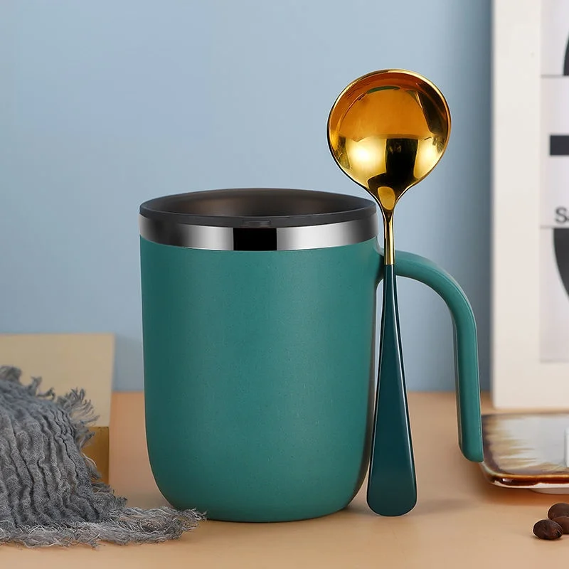 Creative Coffee Mug 400ml New Stainless Steel Surface Cup with Lid Lazy Automatic Self Stirring Double Insulated Smart | Дом и сад