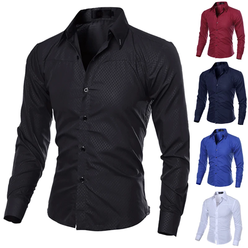 Camisas informales para hombre, camisa de manga larga a la moda, Tops ajustados de negocios, ropa de talla China