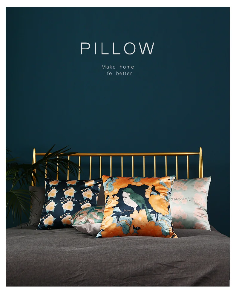 

Luxury High Quality Silk Animal Flower Cushion Cover Pillow Cover Pillowcase Home Decorative Sofa Throw Pillows Living Room Seat