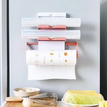 

Retractable multi-layer kitchen magnet holder saran wrap towel storage rack Roll Paper Tissue Holder shelf organizer