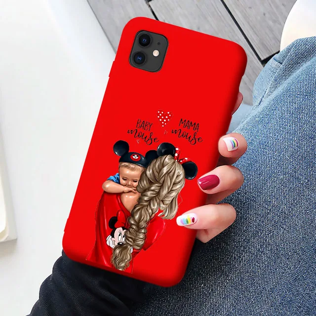 Детская мышь мама мышь супер мама девочка чехол для телефона для iphone 11 Pro Max X XS Max XR красный супер мама семья для iphone 7 6s 8 Plus - Цвет: Red MOM 3