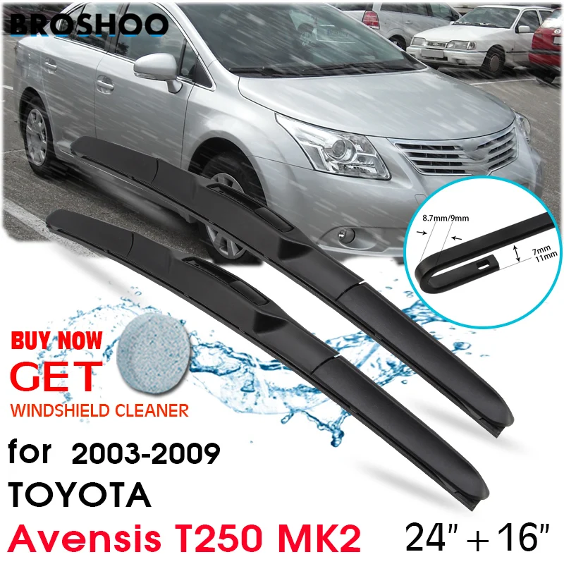 

Car Wiper Blade Front Window Windscreen Windshield Wipers Blades Auto Accessories For TOYOTA Avensis T250 MK2 24"+16" 2003-2009