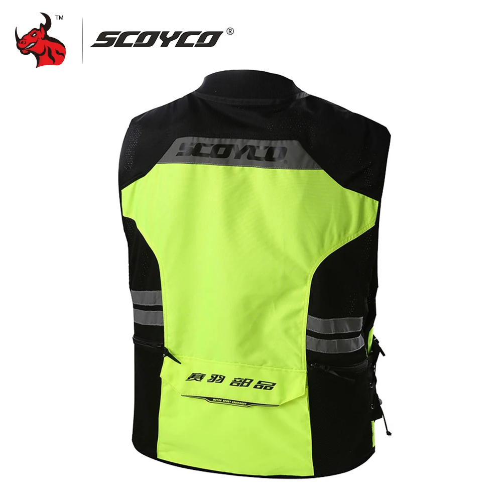 SCOYCO Reflective Protective Vest Motorcycle Vest Reflective Chaleco Ropa Moto Green M XXL