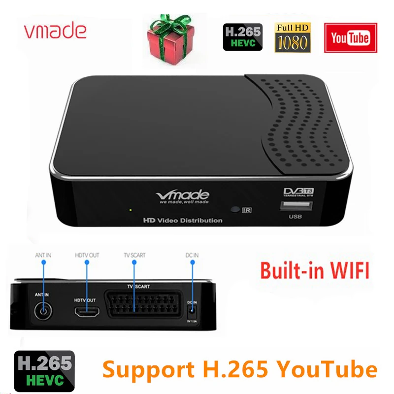 

DVB T2 HDMI 1080p Digital Terrestrial TV Receiver Tuner Support Built-in WIFI H.265/HEVC YouTube DVB T2 digital tv set-top box