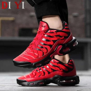 

Air Chaussure Mens Running Shoes Chunky Sports Sneakers for Men Red Lace Up Sport Shoes Man Mesh Breathable Walking Footwear A05