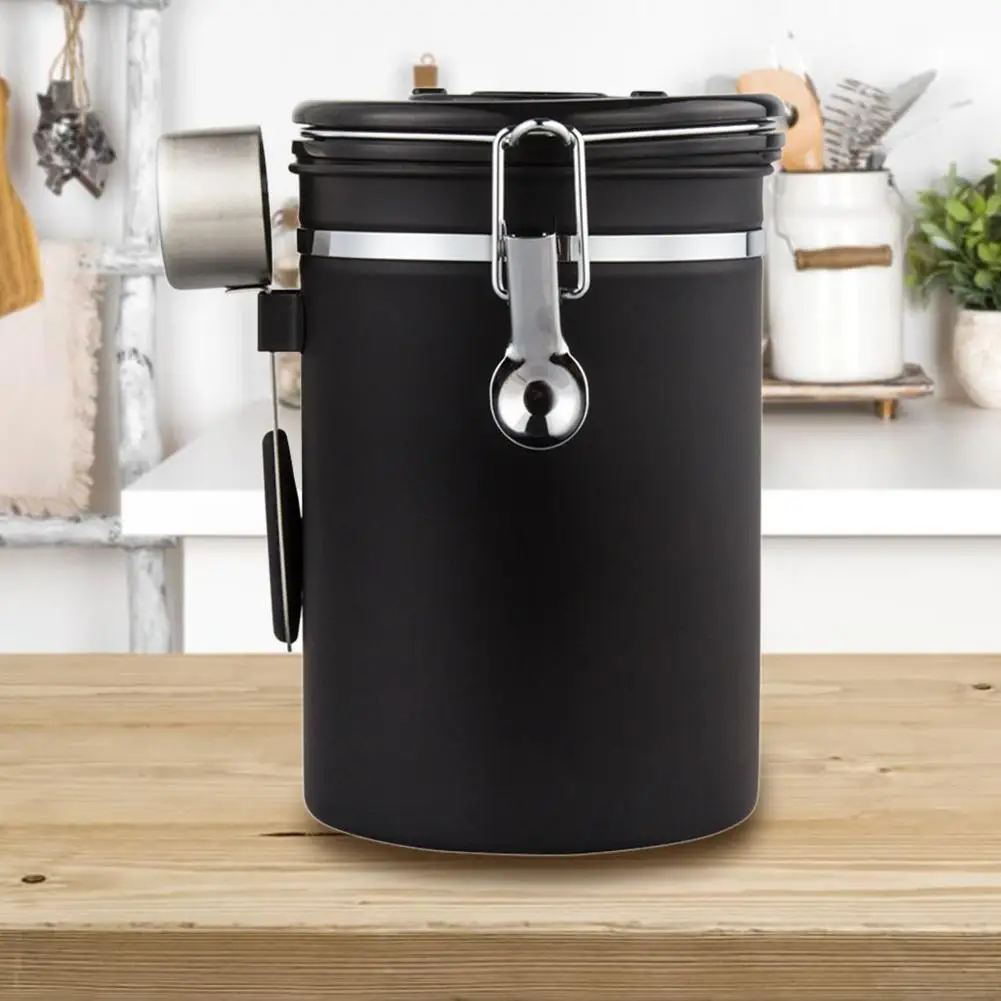 

Large Capacity Coffee Canister Black Tea Storage Can for Home Office Stainless Steel Block Oxygen for Coffee Beans Powder Tea