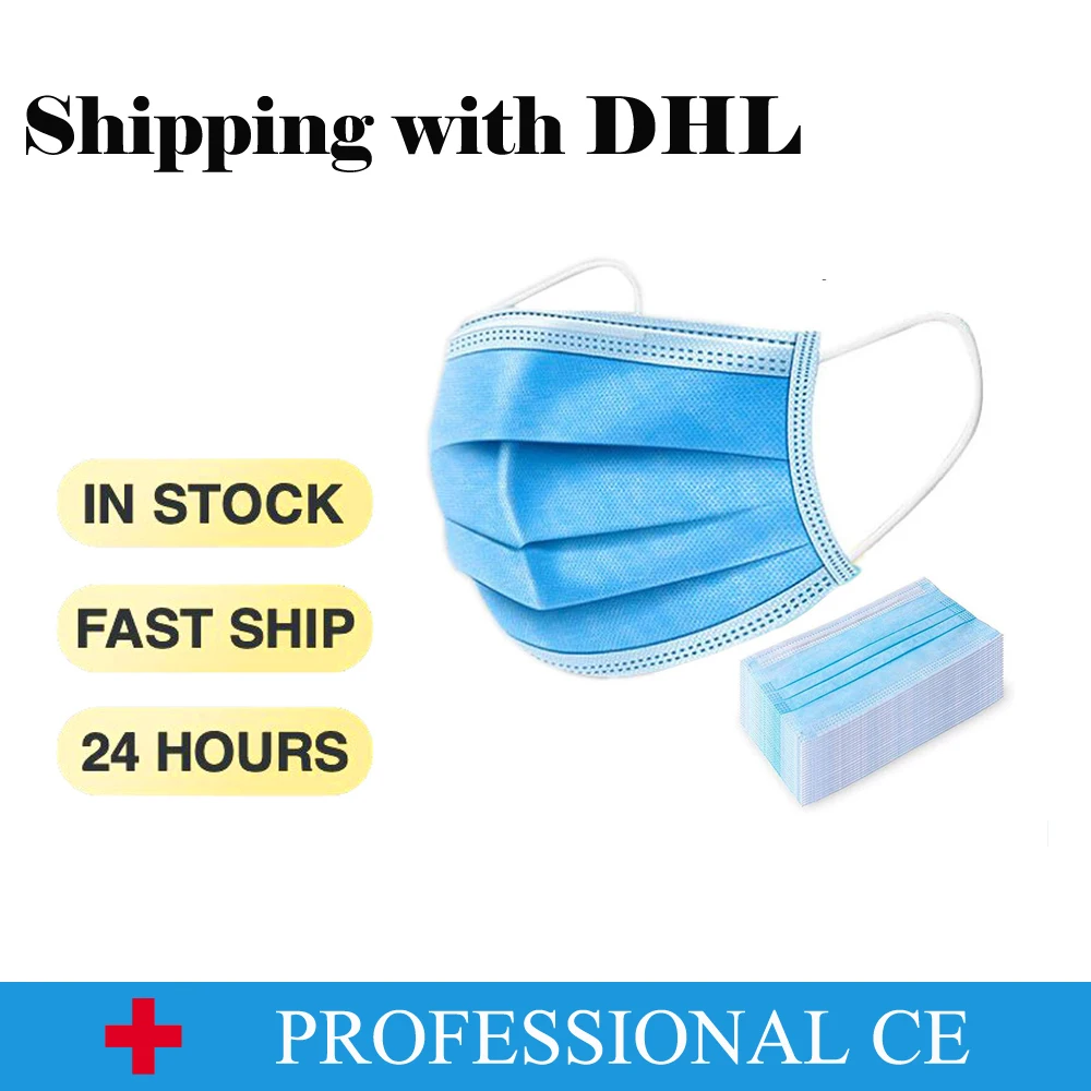 

50 100 PCS Face Masks Proof Disposable Mask 3 Layers Anti Dust Mask DROPSHIPPING WITH DHL SHIPPING