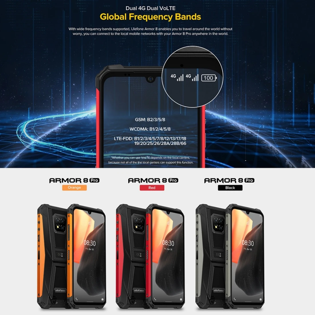 Ulefone Armor 8 Pro 8GB 128GB Android 11 IP68 IP69K 6.1 inch Smartphone 5580mAh Support 4G OTG NFC Global Version laptop 8gb ram