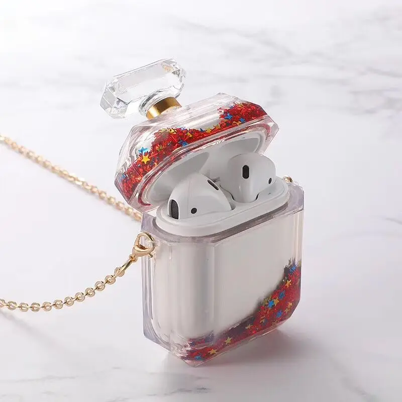 

For AirPods Case Cute 3D Perfume quicksand Earphone Case For Airpods 2 Headphone Case for Apple Air pods Cover protective case