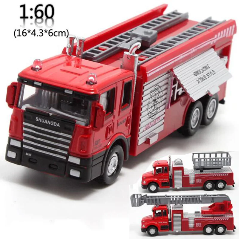 

Rescue stairs fire truck 1/60 scale alloy die-casting simulation model children's toy collection gift indoor obsolete