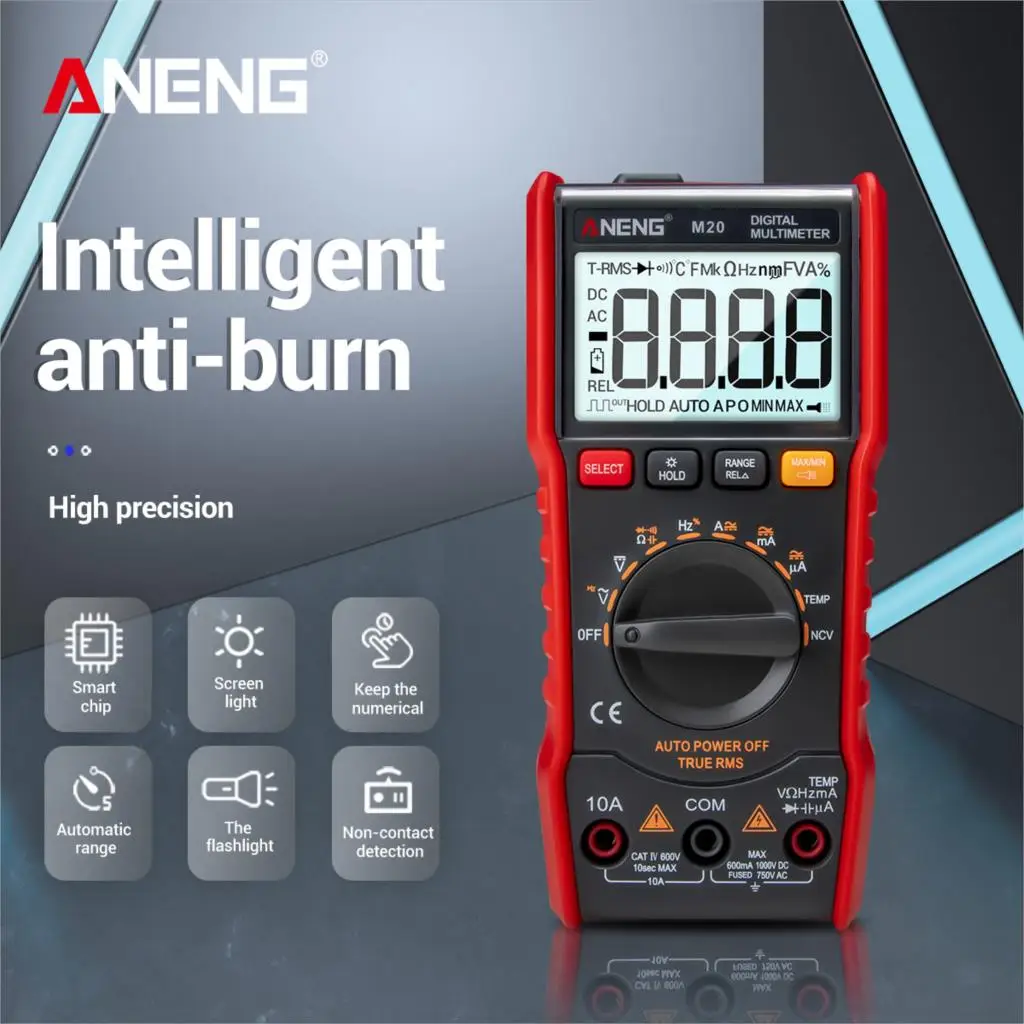ANENG M20 Digital Multimeter 6000 counts tester esr meter multimetro analogico digital profissional With Backlight AC/DC Ammeter