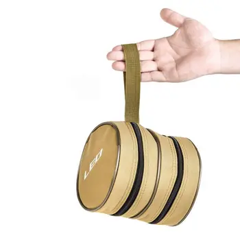 

Canvas Round Fishing Reels Bag Fishing Accessories Single Double Layers Holster Packet Lure Coil Bags D5BA