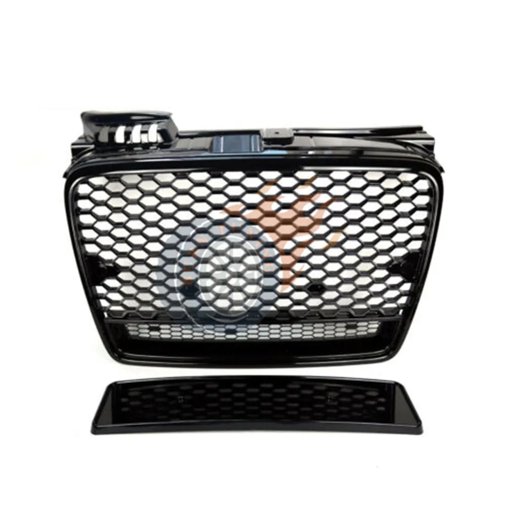Для RS4 стильная решетка ABS для Audi A4 B7 2005-2007 сотовая сетка гоночный гриль для неспортивного выпуска с держателем для европейских пластин - Цвет: BLACK NO RINGS