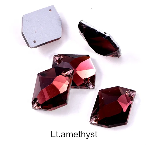 Lt.amethyst 5 размеров космические Формы разноцветные стеклянные пришивные стразы с плоской задней частью прозрачные AB пришивные стразы с 2 отверстиями для одежды B0681 - Цвет: Lt.amethyst