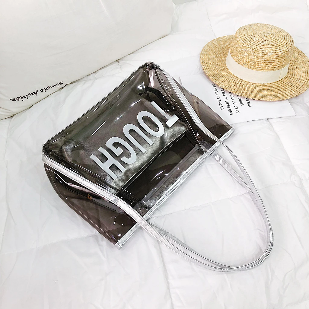 Clear Transparent PVC Shoulder Bags Women Candy Color Jelly Bags Purse Handbags Beach Travel Crossbody Shopping Totes 821