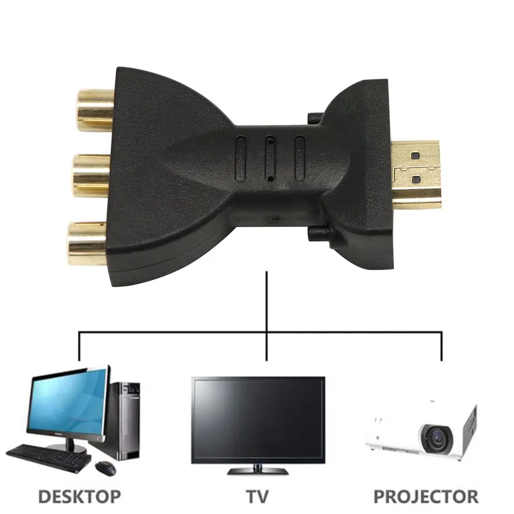 Portable HDMI to 3 RCA Video Audio AV Adapter Component Converter for HDTV DVD Projector Converter