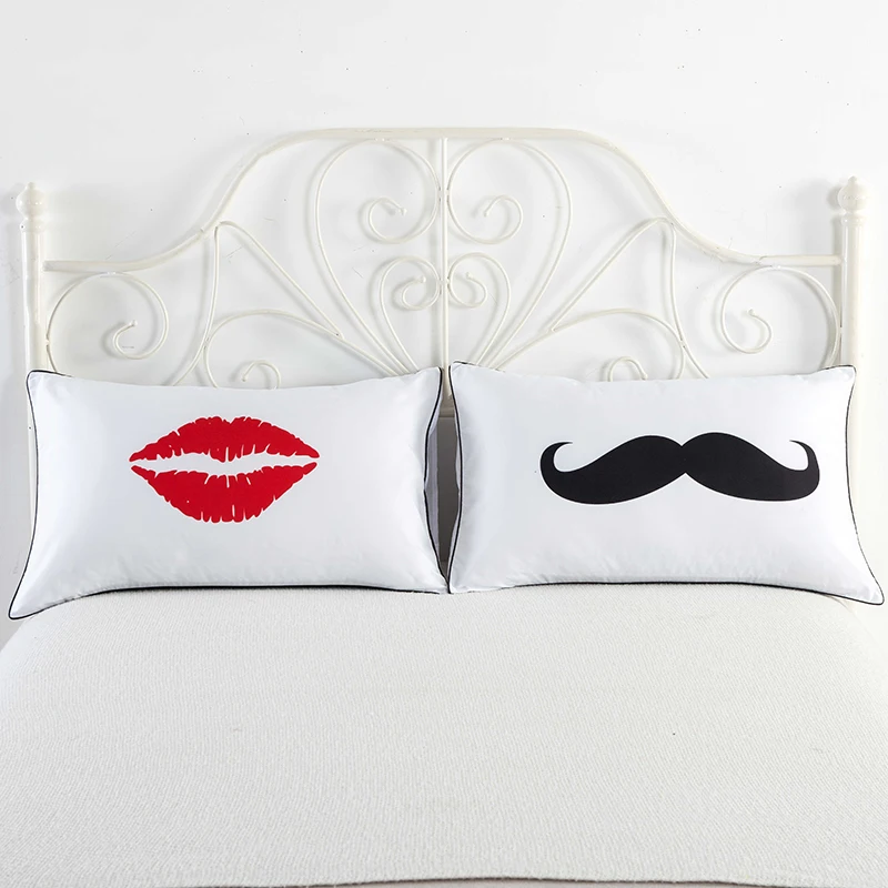 1 пара наволочек для подушки с буквенным принтом прямоугольная двойная кровать наволочки пара подарок свадьба Спальня Декоративные наволочки
